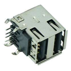 Dual USB 2.0 Connector Type A Angled Socket PCB