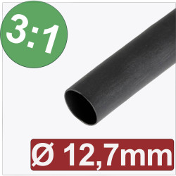 Quadrios 24CA289 Heatshrink adhesive Black 12.70mm 3:1 shrinkage metre