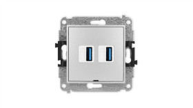 Icon Mechanizm Gniazda Podwójnego 2Xusb A-A 3.0, Bez Pola Opisowego Srebrny...