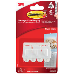 3M 17066 White Micro Hooks (Pack 3)