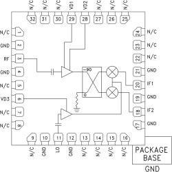 GaAs MMIC I/Q Downconverter, 10 - 16 GHz