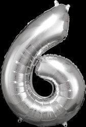 9906291 AMSCAN foil balloon, number 6, silver
