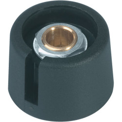 OKW A 30 23 069 Com-Knob w Slot - &#xD8;23mm - Bore &#xD8;6mm - Height 16mm - Nero Black