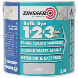 Zinsser ZN7190353C1 Bulls Eye&#xAE; 1-2-3 Plus Primer Sealer &amp; Stain Killer Grey 2.5l