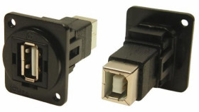 Złącze USB przelotowe A to B Montaż na panelu Żeński 2.0 ,1-portowe