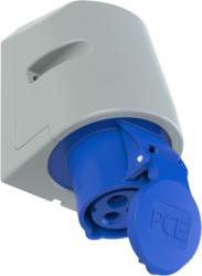 CEE wall socket, 3 pole, 16 A/230 V, blue, 6 h, IP44, 113-6TT