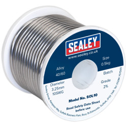 Sealey SOL10 Solder Wire Quick Flow 3.25mm/10SWG 40/60 0.5kg Reel