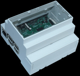 CBRPP-DR-CLR Housing for Raspberry Pi 3, top hat rail, grey/trans.