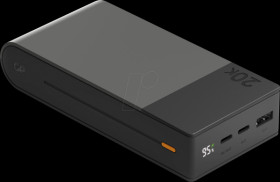 GPPBM20CGYMSR287 Power bank, Li-Po, 20,000 mAh, 1x USB-A, 2x USB-C, black