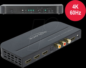66498 HDMI Switch 3 x HDMI in to 1 x HDMI out 4K 60 Hz with Audio Extr