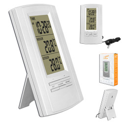 Stacja pogody STP03 srebrna temperatura, zegar, budzik