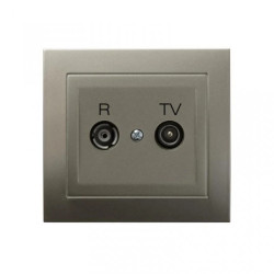 KIER Gniazdo antenowe RTV przelotowe 14dB satyna light GPA-14WP/45