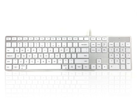 Klawiatura Elementy mutlimedialne przewodowa, kolor: Silver, White, USB, QWERTY (USA), Ceratech