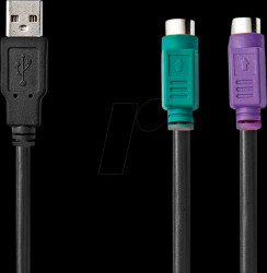 CCGB60830BK03 USB 2.0 converter, A plug to 2x PS/2, 0.3 m