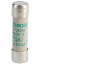 Wkładka bezpiecznikowa cylindryczna CH-10 10x38mm aM 25A 400VAC LF325M HAGER