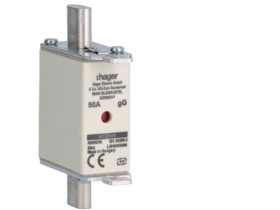 Wkładka bezpiecznikowa nożowa NH00 wskaźnik podwójny uchwyt nieizolowany gG 50A 690VAC LNH00050M6 HAGER