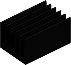 Extruded heatsink, (L x W x H) 75 x 50 x 40 mm, 3.6 to 1.25 K/W, black anodized, 10020068