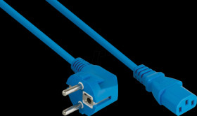 SK0130-B010 Safety plug type E+F (90° angled), to socket C13, 1m