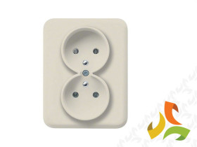 LUMINA Gniazdo podwójne z uziemieniem kompletne kremowe WL1221 HAGER