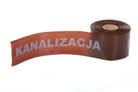Taśma ostrzegawcza oznaczeniowa brązowa szer. 20 cm nadruk Kanalizacja /100m