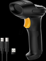 BCST-60_BLACK Barcode scanner, 1D, laser, wireless/USB, black