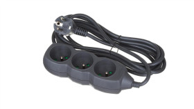 Przedłużacz 3-Gniazdowy, 3M Grafit, 3X1,0Mm Owy / 24344