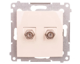 Simon 54 Gniazdo antenowe podwójne typu F kremowe DASF2.01/41