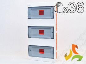 Rozdzielnica podtynkowa 36 modułowa 3x12M drzwi transparentne IP40 RP-36 Fala 8.6 ELEKTRO-PLAST