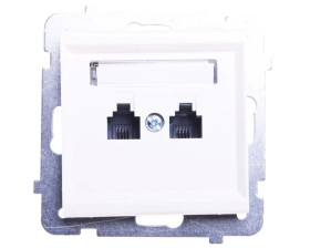 SONATA Gniazdo telefoniczne podwójne RJ11 równoległe ecru GPT-2RR/m/27