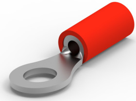 Insulated ring cable lug, 0.3-1.3 mm², AWG 22 to 16, 4.3 mm, M4, red, 342103-1