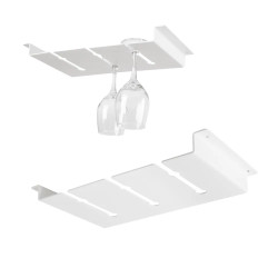 Biały wieszak na 6 kieliszków do wina mocowany pod półką