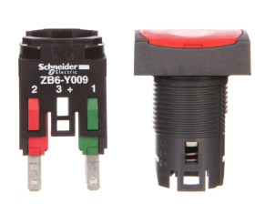 Przycisk sterowniczy 16mm 1Z 1R z samopowrotem czerwony XB6DA45B