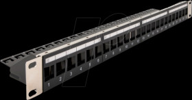 66865 19" Keystone Patch Panel 24 port with strain relief black