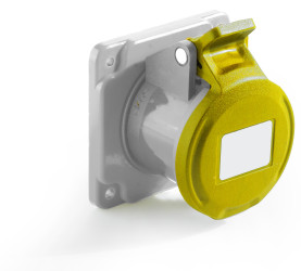 Złącze przemysłowe - zasilające 16A Gniazdo 100 → 130 V. 2P + E RS PRO Żółty Montaż na panelu IP44