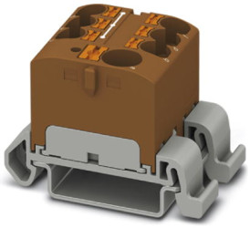 Distribution block, push-in connection, 0.2-6.0 mm², 7 pole, 32 A, 6 kV, brown, 3273734