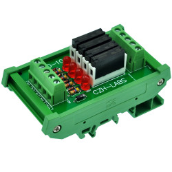 CZH-LABS Slim DIN Rail Mount DC5V Sink/NPN 4 SPST-NO 5A Power Relay Module, APAN3105