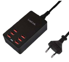 LogiLink PA0139 Ładowarka USB 32 W 6x USB-A czarny dom Auto-Detect