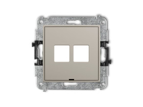 MINI Mechanizm gniazda multimedialnego podwójnego bez modułu, bez pola opisowego (standard Keystone) taupe 60MGMBO-2P KARLIK