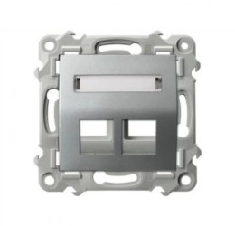 SZAFIR Obudowa gniazda podwójnego typu Keystone skośna srebrny GPK-2ZS/p/18