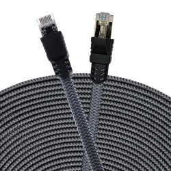 10m CAT7 network cable - gray/silver, Gigabit Ethernet LAN cable - 10000 Mbit/s - Highspeed patch cable Cat.7 raw cable S/FTP PI