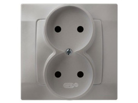 KARO Gniazdo podwójne bez uziemienia IP-20 zaciski gwintowe srebrny perłowy GP-2S/43 OSPEL