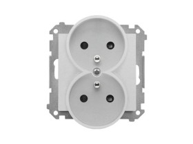 SIMON 55 Gniazdo podwójne z uziemieniem z przesłonami szybkozłącza aluminium mat TGZ2MCZ.01/143 KONTAKT SIMON