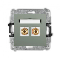 ICON Mechanizm gniazda głośnikowego pojedynczego (typu banan - czerwony i czarny, pozłacany, 4 mm2, skręcany) szałwiowy 61IGG-4