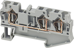 Terminal block, 3 pole, 0.2-4.0 mm², clamping points: 3, gray, spring balancer connection, 32 A, NSYTRR43