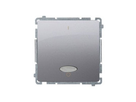 SIMON BASIC Wyłącznik 2-biegunowy z podświetleniem LED (moduł) szybkozłącza srebrny mat BMW2L.01/43 KONTAKT SIMON
