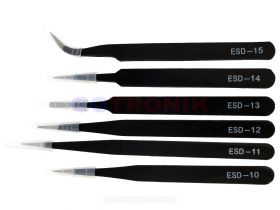 Zestaw 6 szt. pęset metalowych ESD