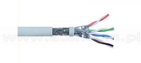 Kabel skrętka SFTP (S/FTP, PiMF), kat 6A, wewnętrzny, szary, 4x2x26 AWG, 305m, linka, Wave Cables