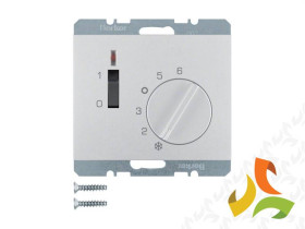 BERKER K.5 Regulator temperatury pomieszczenia z wyłącznikiem stykiem zwiernym i diodą LED aluminium 20307103 HAGER