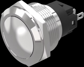 Vandal-proof pushbutton, silver, unlit , mounting Ø 22 mm, IP65/IP67, 82-6171.1000