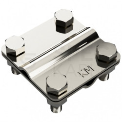 Złącze krzyżowe odgromowe DUŻE 2P (62x62mm, dwie płytki, 4xM8) ocynk galwaniczny drut bednarka KM GROM